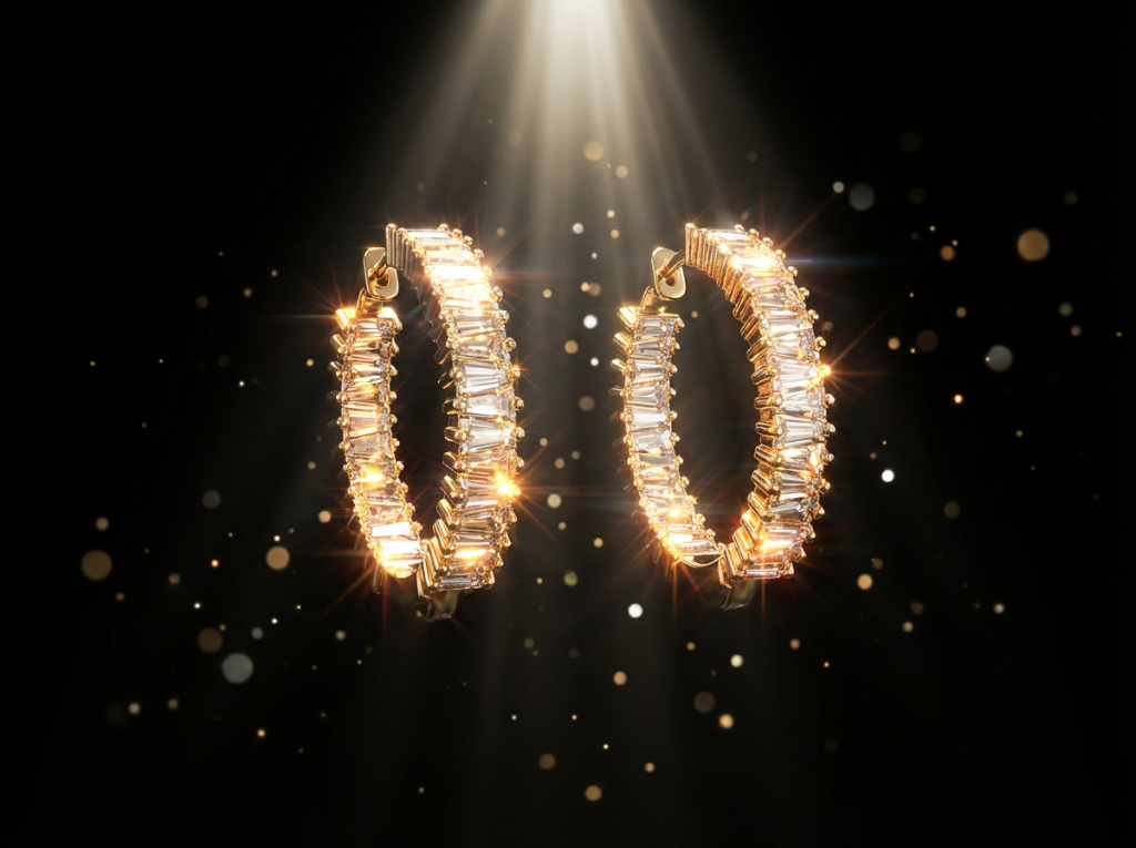 다이아몬드 후프 귀걸이