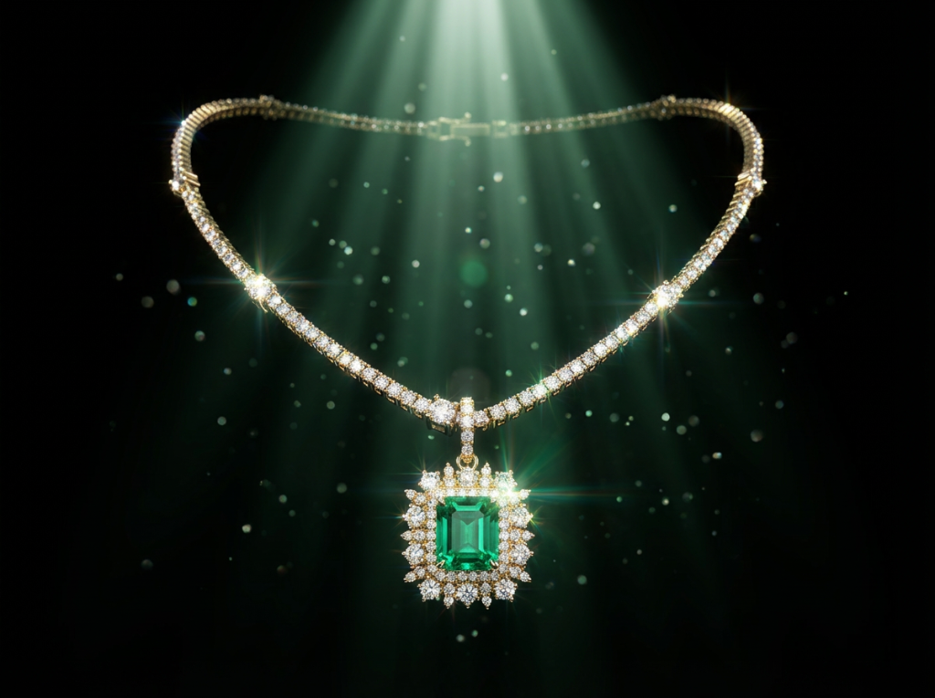 에메랄드 다이아몬드 목걸이