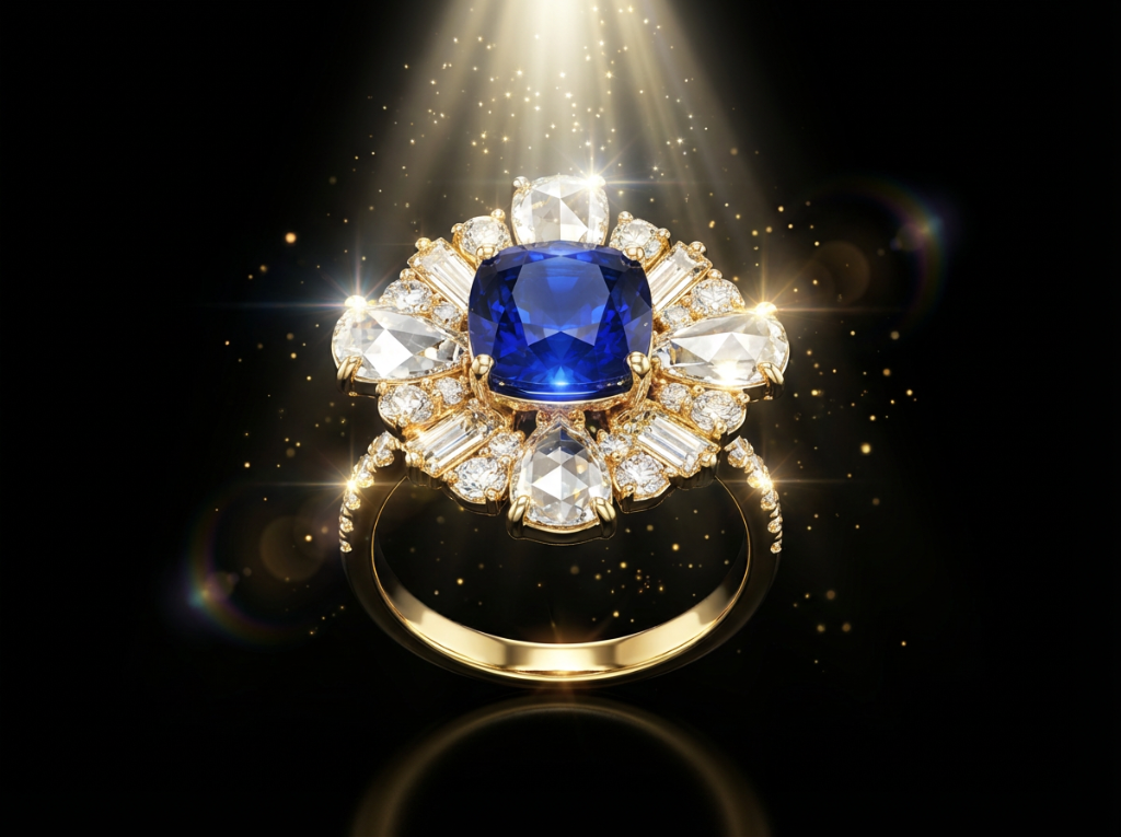 골드 사파이어 링